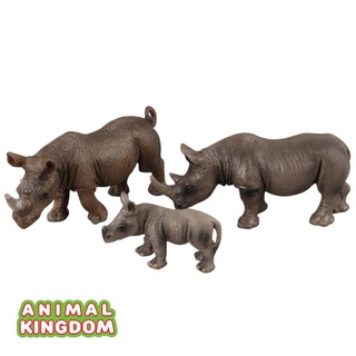 Animal Kingdom - โมเดลสัตว์ แรด พ่อแม่ลูก ชุด 3 ตัว (จากหาดใหญ่)