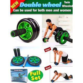 Double Wheel ลูกกลิ้งบริหารหน้าท้องล้อกลิ้ง PCV กันลื่น