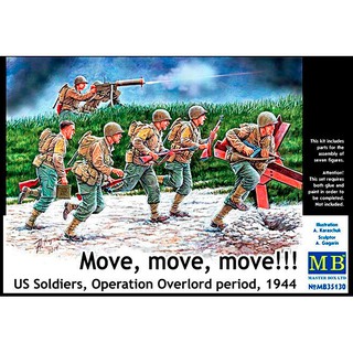 ฟิกเกอร์โมเดล Master Box Model 1/35 MB35130 "Move, move, move!!!" US Soldiers, Operation Overlord period, 1944"