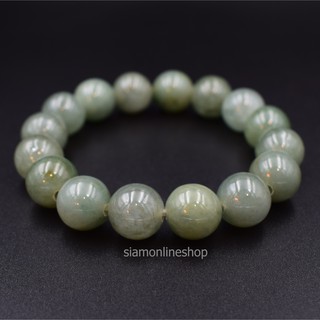 JADE หยกพม่าแท้ โทนสีเขียวธรรมชาติ ขนาด 12 มม. เกรดพรีเมียม by siamonlineshop