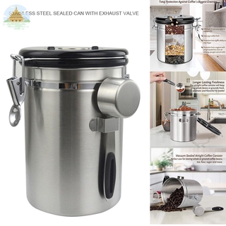 Airtight Coffee Canister กระปุกสแตนเลสพร้อมวาล์วสําหรับใส่เมล็ดกาแฟ