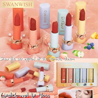 ลิป ลิปสติก ลิปสติก SWANWISH ลิปติก1กล่องมี5สี ลิปติกกลิ่นผลไม้🍑 สีสวยแซ่บมากๆ 🍊💋