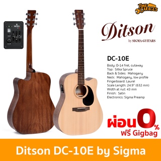 Ditson Guitars DC-10E Acoustic Guitar Dreadnought Cutaway กีต้าร์โปร่งไฟฟ้า กีต้าร์อะคูสติก