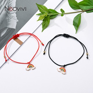 Neovivi แฮนด์เมดสายรุ้งจี้สร้อยข้อมือลูกปัดทองน่ารักปรับกำไลสำหรับหญิงสาวมิตรภาพสร้อยข้อมือของขวัญวันเกิด