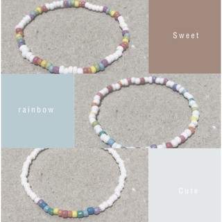 สร้อยข้อมือลูกปัด Sweet rainbow 🍭 ขนาด 15-16 cm ปรับความยาวแจ้งในข้อความ