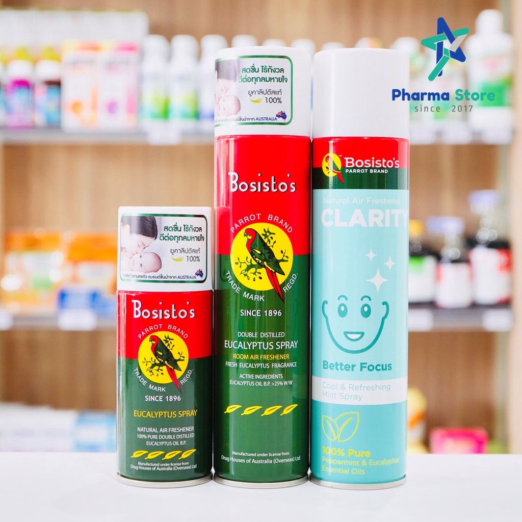 สเปรย์น้ำมัน ยูคาลิปตัส โบสิสโต ตรา นกแก้ว Eucalyptus spray Bosisto 's