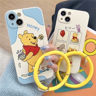 เคสโทรศัพท์มือถือ ลายการ์ตูนหมีพูห์ พร้อมสายคล้องมือ สําหรับ vivo Y21 Y20 Y11 Y20s g Y20i Y12 Y21S Y33S Y33T Y12S Y12A Y17 Y15 Y19 V20 PRO Y72 5G Y15S Y15A Y85 V9 Y93 Y91C Y1S V11i S1 PRO Y21T