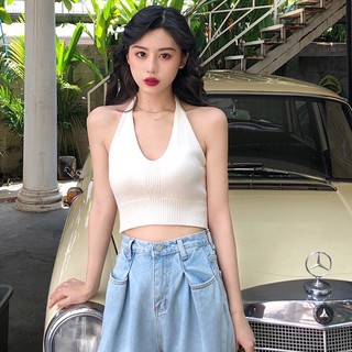 Suxi เสื้อสายเดี่ยวสตรีแขนกุดคอวีรับลมร้อน