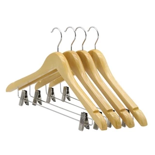 Double.thai ไม้แขวนเสื้อไม้ทึบพร้อมคลิปเหล็ก 45cm（12 ชิ้น / 6 ชิ้น）Y-08