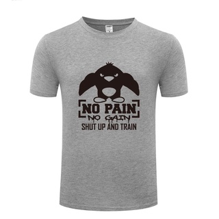 [S-5XL] เสื้อยืดแขนสั้น ผ้าฝ้าย พิมพ์ลาย No Pain No Gain Shut Up and Train สไตล์สตรีท สําหรับผู้ชาย