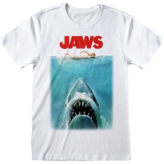 เสื้อยืด พิมพ์ลายโปสเตอร์ภาพยนตร์ Jaws สําหรับผู้ชาย | สินค้า | เสื้อยืดคอกลม พิมพ์ลายกราฟฟิคภาพยนตร์ฉลาม คลาสสิก ของขวั