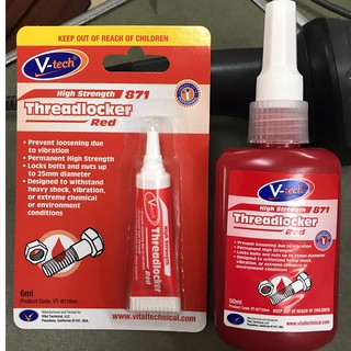 น้ำยาล็อคเกลียว กาวล็อคเกลียว สีแดง ยี่ห้อV-Tech รุ่นVT-871 ขนาด 6ml และ 50ml Threadlocker/High Strength Red