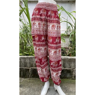 กางเกงขายาวผู้หญิง /ชาย ใส่สบาย กางเกงจินนี่ กางเกงลายช้าง ขาจั้ม Elephant Harem pants