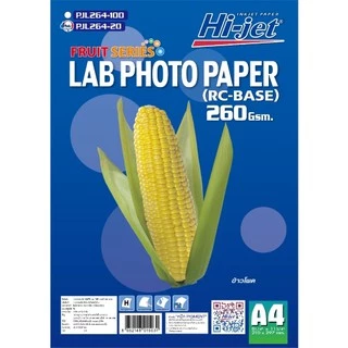 Hi-jet กระดาษโฟโต้ ผิวกึ่งมันกึ่งด้าน (มีลายน้ำที่ด้านหลัง)Inkjet Fruit Series Lab (Backside-coated) 260 แกรม A4 20 แผ่น