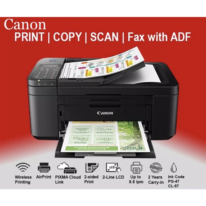 Canon PIXMA E4570 print copy scan fax with ADF | Shopee Thailand