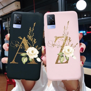 เคสโทรศัพท์มือถือแบบนิ่ม TPU ผิวด้าน กันกระแทก ลายตัวอักษรน่ารัก สีดํา ชมพู สําหรับ Vivo V21 4G 5G V21 V 21 V2066 V2050