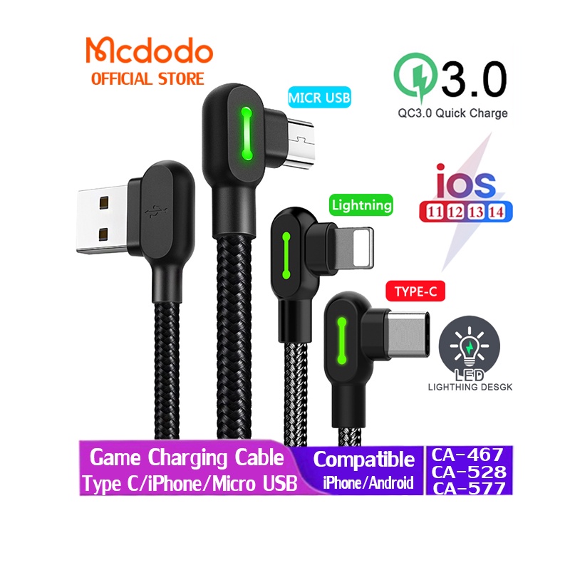 Mcdodo สายชาร์จเร็ว Type C Micro USB สําหรับ iPhone CA-467 528 577 737 808