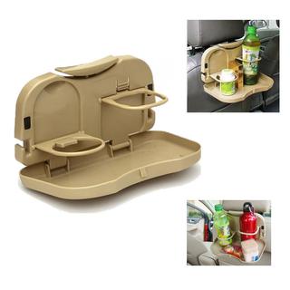 ถาดรอง อาหาร เครื่องดื่ม เบาะหลังรถ Brown Car Seat Table Drink Food Cup Diving Tray (สีน้ำตาล)