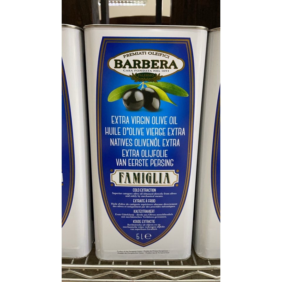 น้ำมันมะกอก เอ็กซ์ตร้าเวอร์จิ้น extra virgin olive oil 5 liters BARBERA น้ำมันมะกอกระดับพรีเมียม จากอิตาลี 5 ลิตร