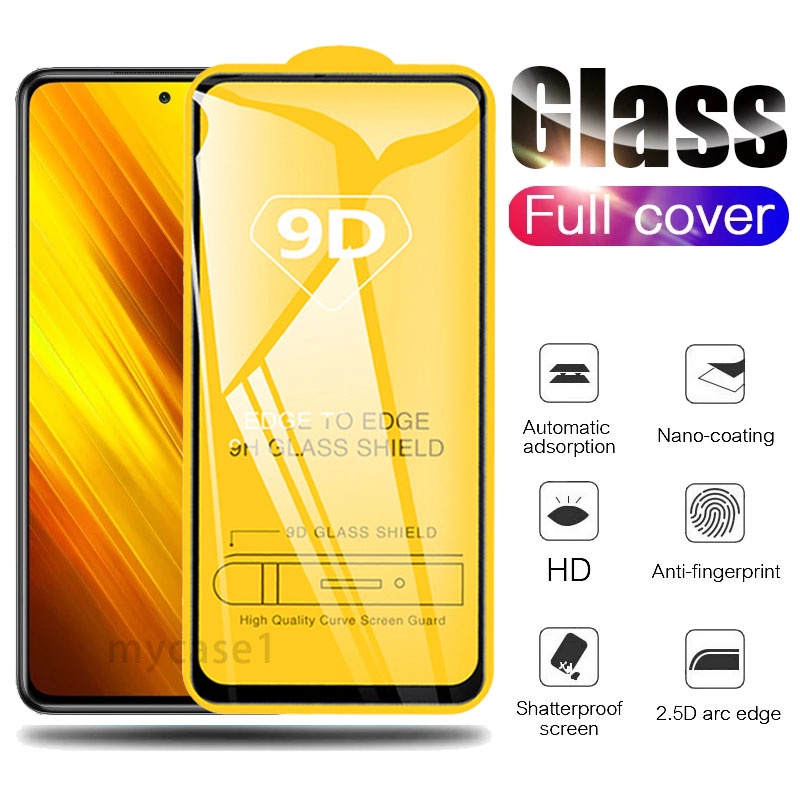 ฟิล์มกระจก สำหรับ แบบเต็มจอ 9D รุ่นใหม่ Xiaomi Poco C75 C61 C65 C55 C40 F5 M6 M5 M5s X6 X5 X4 X3 NFC M4 M3 F4 F3 GT F2 Pro 4G 5G 2024