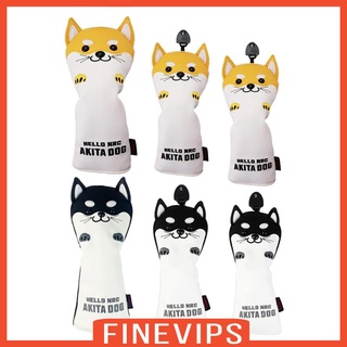 [finevips] ปลอกคลุมหัวไม้กอล์ฟ กันน้ํา การ์ดป้องกันไดรเวอร์ Shiba Inu 1 3 5 FW UT พร้อมเลขที่ เคสแท็ก บุขนแกะ แบบหนา