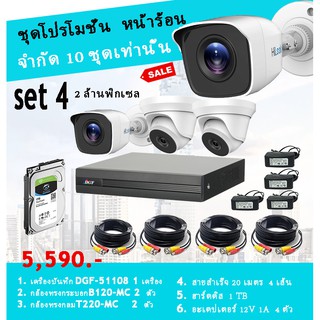 ชุดกล้องวงจรปิด Hilook 4ตัว อุปกรณ์ครบพร้อมติดตั้ง ประกัน 1 ปี