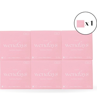 ผ้าอนามัย WENDAYS Ultra Thin Liners เหมาะสำหรับวันเบา ๆ หรือ เพื่อซึมซับรอยเปื้อน (1 กล่อง 20 ชิ้น) 6 กล่อง แถม 1