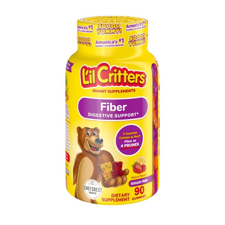 กัมมี่ไฟเบอร์ วิตามินเด็ก L'il Critters Kids Fiber Gummy Bears Supplement, 90 Count