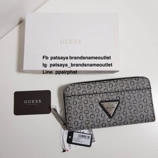 Guess leather wallet แท้💯💯💯กระเป๋าสตางค์ใบยาวรุ่นซิปรอบ ด้านหน้าแต่งโลโก้แบรนด์