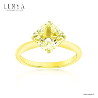 Lenya Jewelry แหวนเพชร DiamondLike สีเหลือง ขนาด 2 กะรัต บนตัวเรือนเงินแท้ชุบทอง งานคุณภาพที่เติมเต็มความหรูหรา