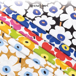 ผ้าคอตต้อน 100% ลายดอกป๊อปปี้ หน้ากว้าง 65 นิ้ว ผ้าเมตร ผ้าห…