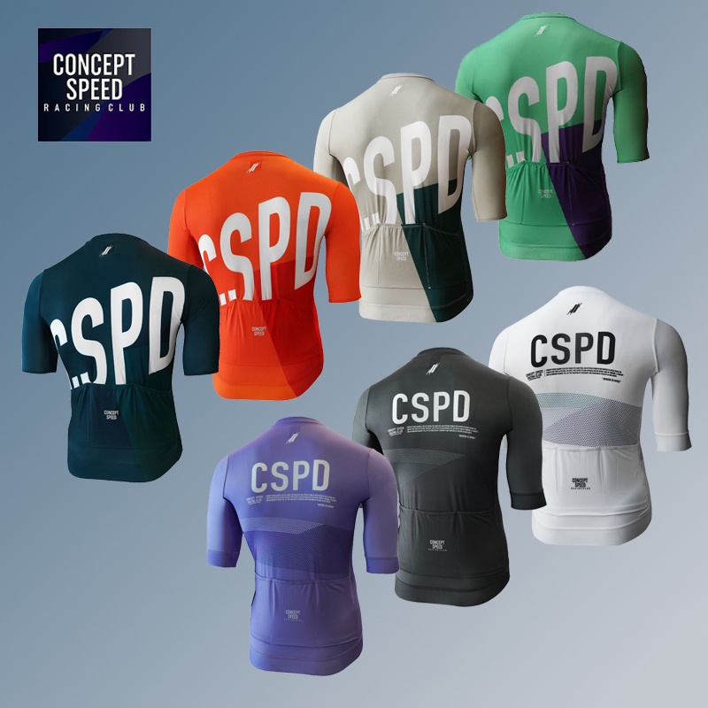 เสื้อกีฬาแขนสั้น CSPD แต่งซิป แต่งกระเป๋าด้านหลัง 3 ช่อง เหมาะกับใส่ขี่จักรยาน สําหรับผู้ชาย