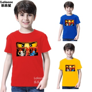 เสื้อยืด ลายการ์ตูน LEGO Ninjago แฟชั่นฤดูร้อน สําหรับเด็กผู้ชาย ผู้หญิง อายุ 3-14 ปี