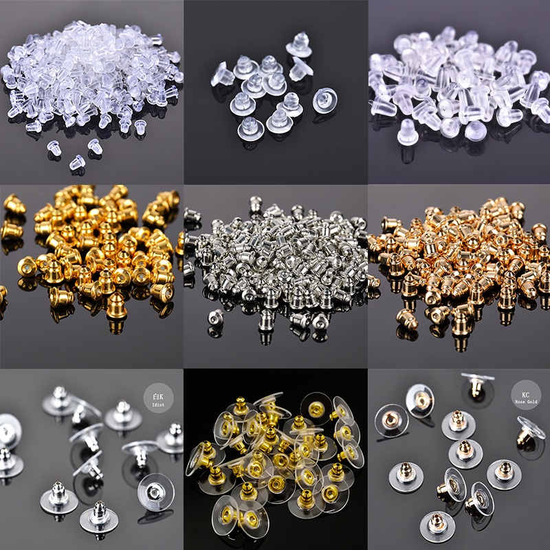 100ชิ้น/แพ็คพลาสติกซิลิโคนใสหูเสียบต่างหู ไม่แพ้ง่าย ที่อุดหูหูกระดุมทําเองเครื่องประดับอุปกรณ์เสริม