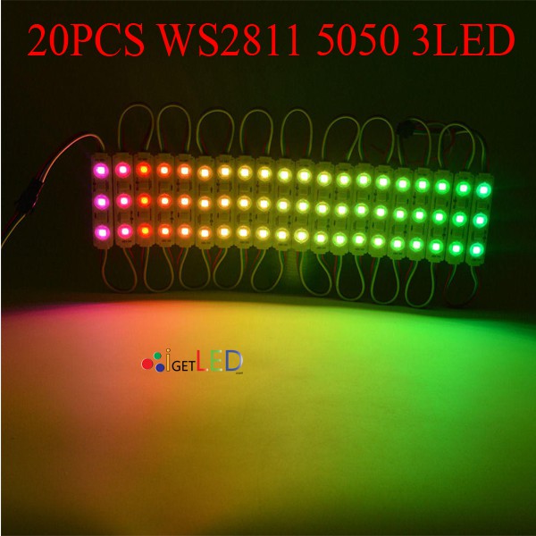 WS2811 5050 3LED 12V LED Module RGB Full Color กันน้ำ หลอดไฟ LED โมดูล ฟูลคัลเลอร์ 20PCS (1แผง)