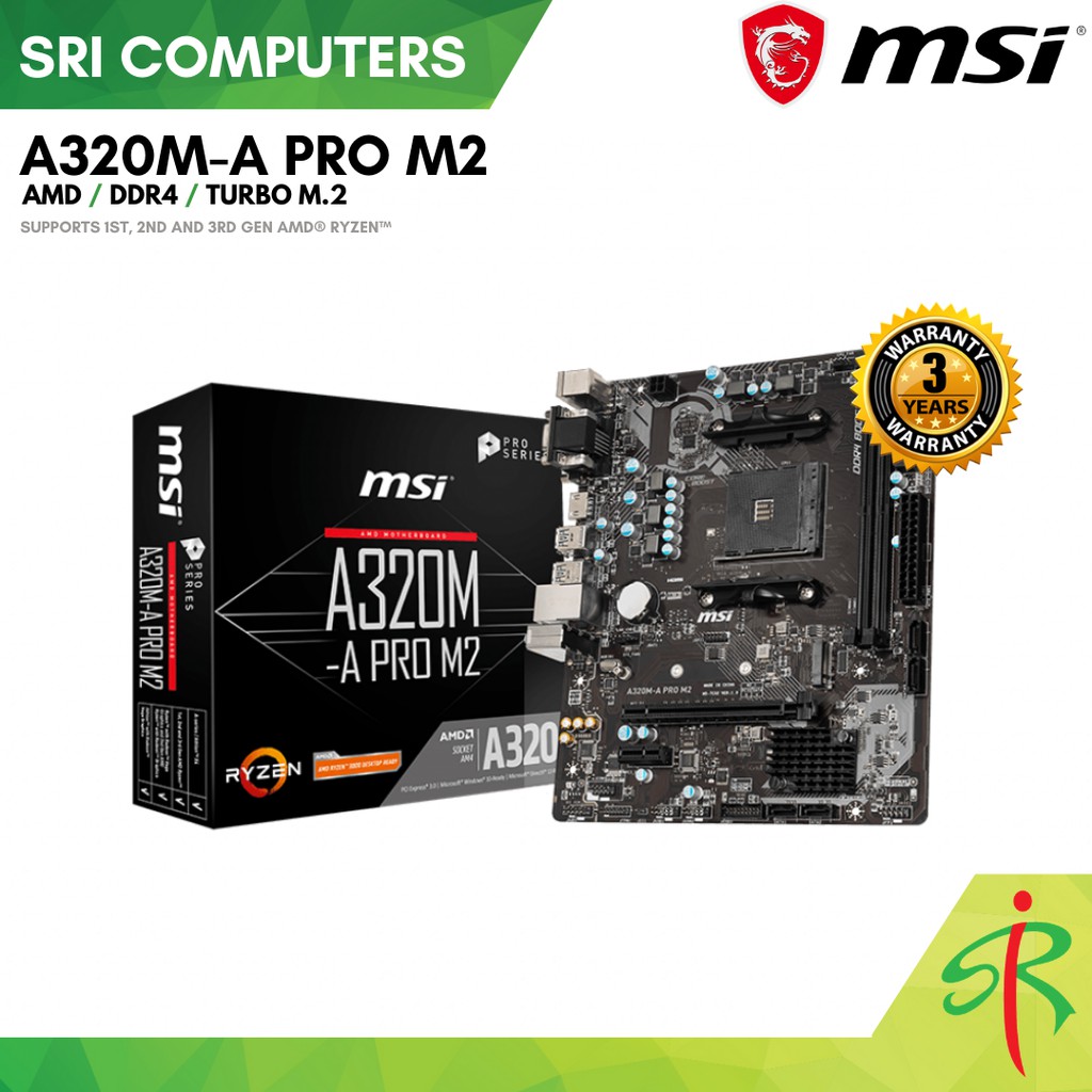 เมนบอร์ด MSI A320M-A PRO M2 - ซ็อกเก็ต AMD AM4