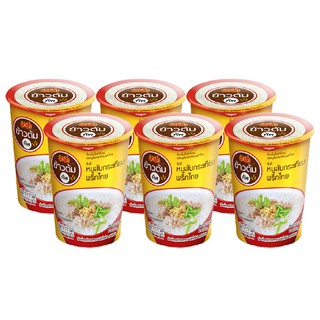 มาม่าคัพ ข้าวต้ม รสหมูสับกระเทียมพริกไทย ขนาด 35กรัม ยกแพ็ค 6ถ้วย MAMA CUP RICE SOUP PORK GARLIC