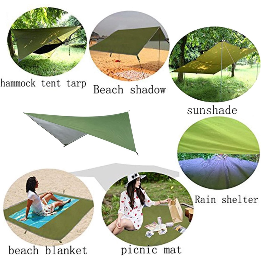 3m Tent Tarp Rain Sun Shade Hammock Shelter Waterproof Camping Pad Mat
