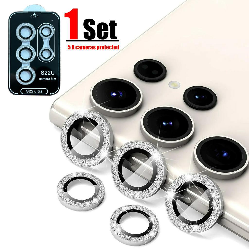 1 ชุด Bling กล ้ องเลนส ์ ป ้ องกันสําหรับ Samsung Galaxy S24 S23 S22 Ultra 9H กระจกนิรภัยฟิล ์ ม Anti-Scratch Anti-drop