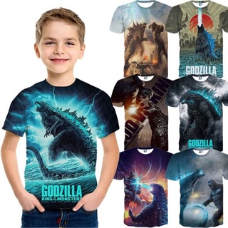 【พร้อมส่ง】ใหม่ เสื้อยืดแขนสั้น พิมพ์ลายกราฟฟิค Godzilla Vs King Kong 3D แฟชั่นฤดูร้อน สไตล์ฮิปฮอป สําหรับเด็กผู้ชาย และเด็กผู้หญิง 2021