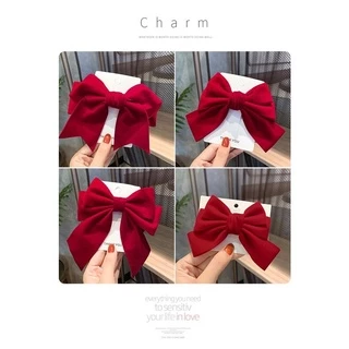 กิ๊บติดผม ผ้ากํามะหยี่ ประดับโบว์ สีแดง เข้ากับทุกการแต่งกาย สไตล์เจ้าหญิง สําหรับเจ้าสาว เหมาะกับเทศกาลปีใหม่
