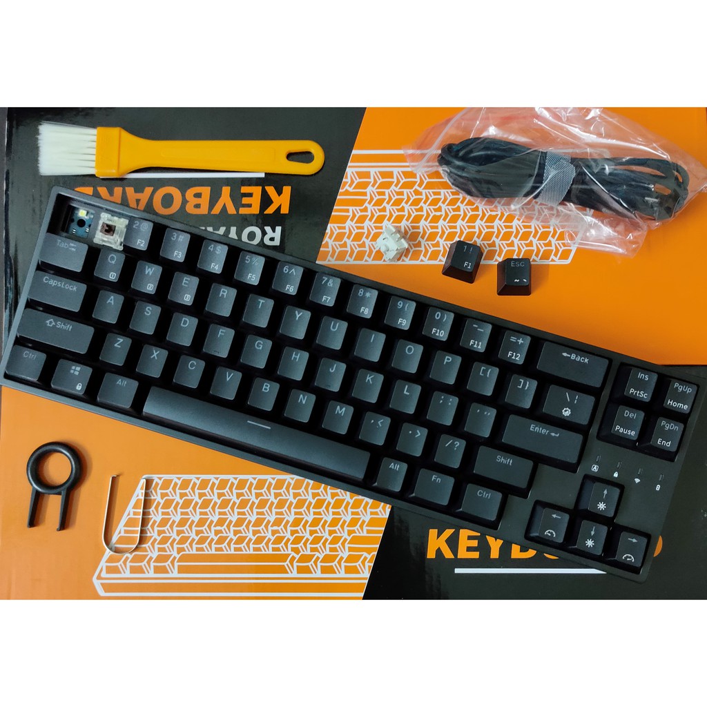 QLT RK68 Plus/RK871 Tri-Mode Mechanical Keyboard Hot Swap White LED Bluetooth 2.4G 机สนับสนุน盘