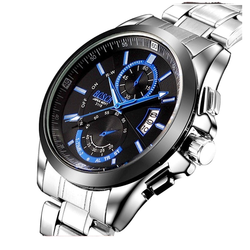 genuine ﹍♣READY STOCK BOSCK Men's Watches Business Casual Steel Jam Tangan Watch 3116