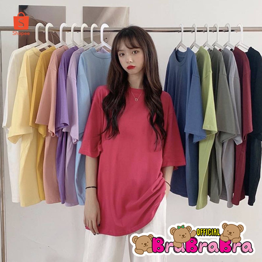 [ส่งจากไทย] 𝑩𝒓𝒂𝑩𝒓𝒂𝑩𝒓𝒂 #f-056 เสื้อยืด สีพื้น สไตล์ มินิมอล มีให้เลือก 13 สี
