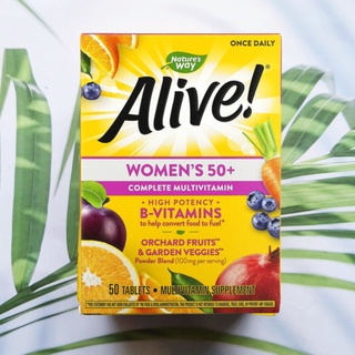 วิตามินรวม สำหรับผู้หญิง วัย 50 ปีขึ้นไป Alive! Womens 50+ Complete Multivitamin 50 Tablets (Natures Way®)