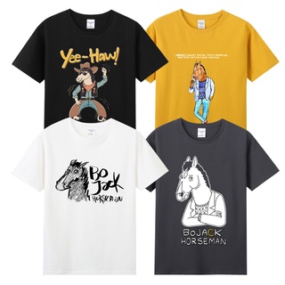 เสื้อยืดพิมพ์ลายแฟชั่น ✙▫☄เสื้อยืดคอกลมแขนสั้นผ้าฝ้ายกวนใจชาย American TV Drama Film BoJack horseเสื้อยืด