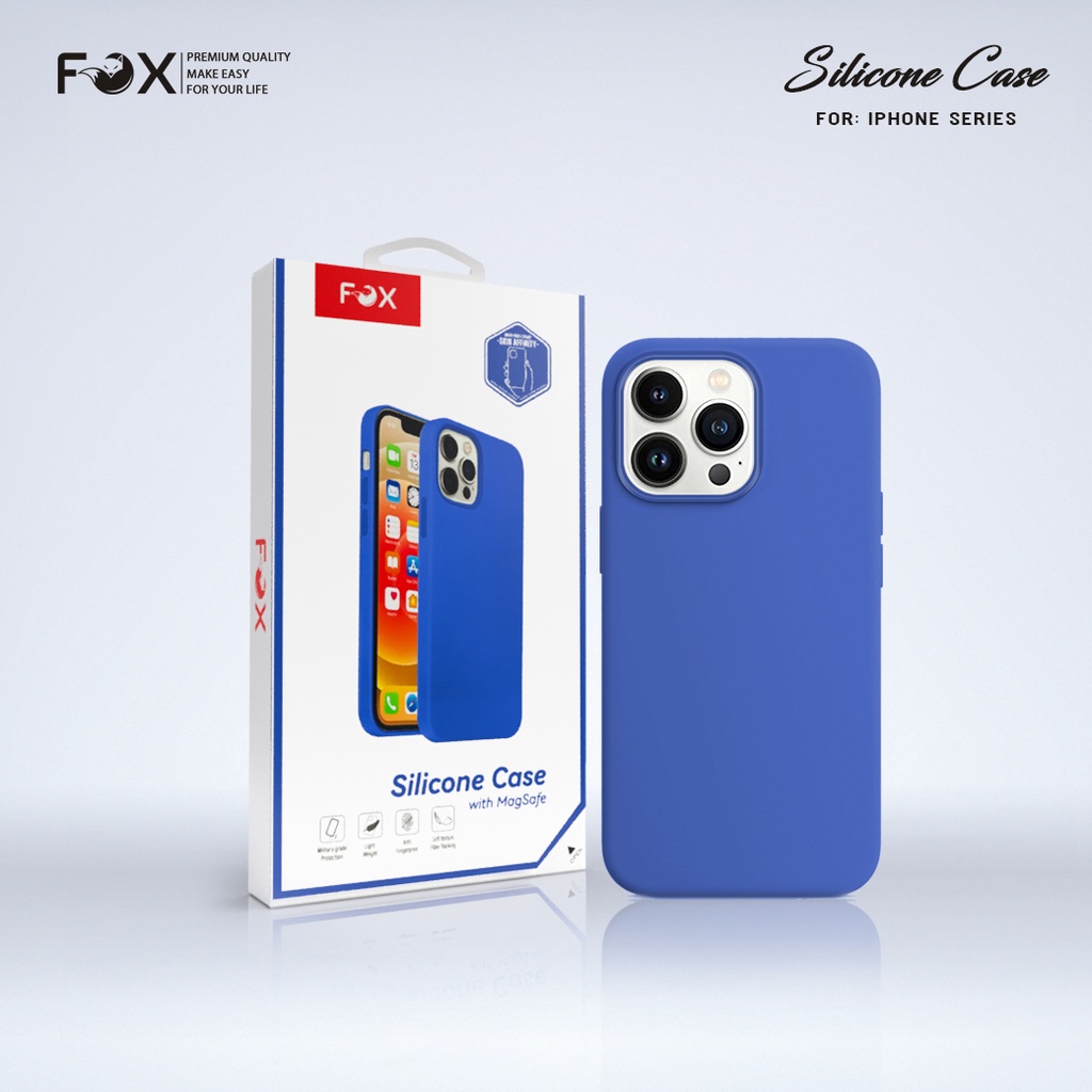 เคสมือถือ FOX รุ่น Silicone Case สีน้ำเงิน สำหรับ iPhone13promax/iPhone13/iphone12promax/iPhone11/iphone8