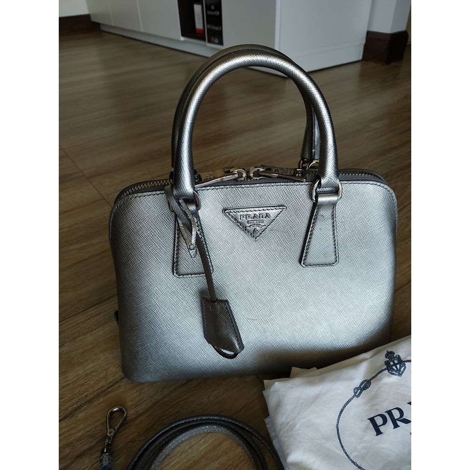 Prada Saffiano Alma 25 Silver