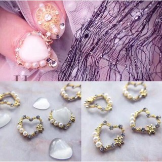 ตกแต่งเล็บญี่ปุ่น ไข่มุขติดเล็บ Pearl Heart   ชุด10 ชิ้น