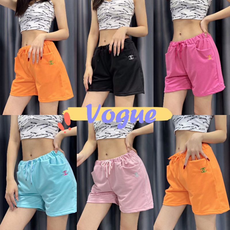 Vogue​ ​พร้อมส่ง​ ​กางเกงขาสั้น CC ใส่สยายมากสีพื้นน่ารักมีกระเป๋าสองข้าง (KU-CC5-9423)​ -N